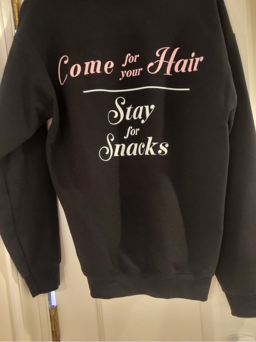 Source Unknown Black Sweatshirt with Pink & White Script